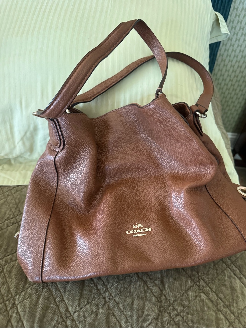 Coach Chestnut Brown Pebbled Leather Shoulder Tote